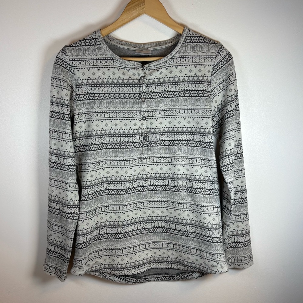 Columbia Women’s Grey/Black Long Sleeve Henley Pullover Shirt Size Large, Base
